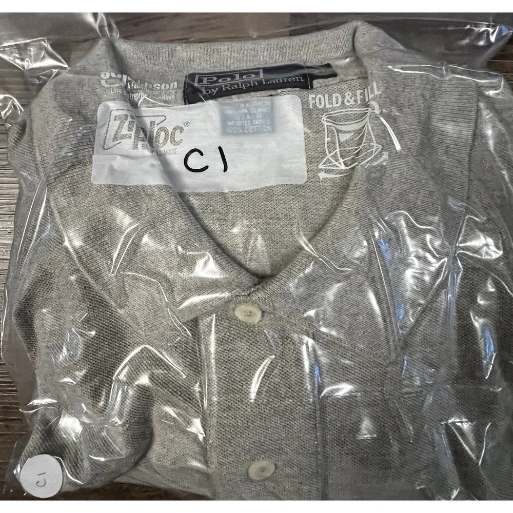 Vtg 90s Polo Ralph Lauren Shirt Mens X-Large Gray Polo Made in USA Black Pony C1